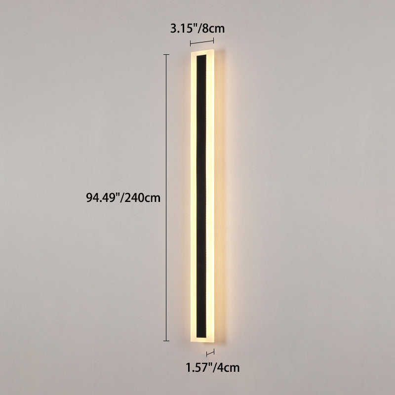 Modern Minimalist Long Rectangular Aluminum Acrylic LED Wall Sconce Lamp For Garden