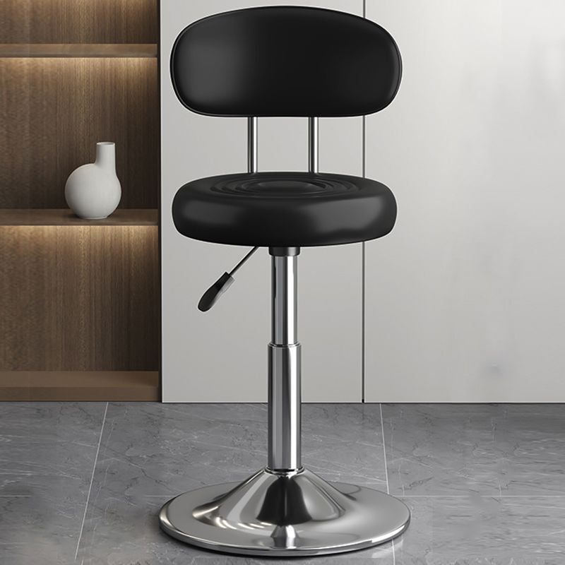 Contemporary Luxury Round Leather Upholstered Swivel Bar Stool Height Adjustable Footrest For Dining Room