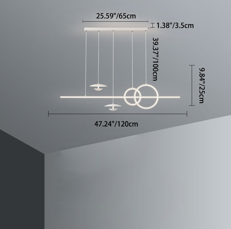 Modern Minimalist Strip Cone Circle Iron Acrylic LED Chandeliers Island Light For Dining Room