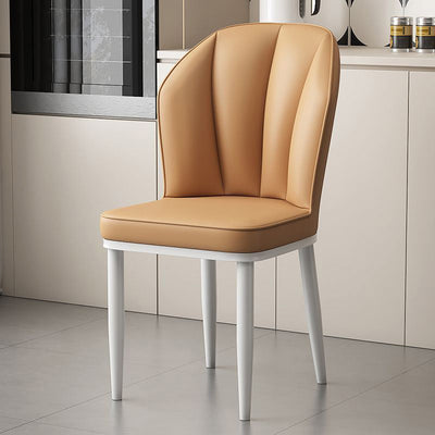 Modern Luxury PU Leather Padded Dining Chair Wing Backrest Armless For Dining Room