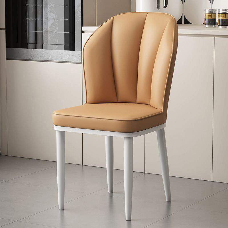 Modern Luxury PU Leather Padded Dining Chair Wing Backrest Armless For Dining Room