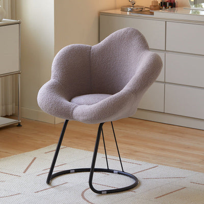 Contemporary Creative Petal Shape Velvet Upholstered Arc Metal Legs Vanity Stool Backrest Armrest For Bedroom