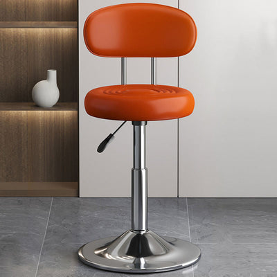 Contemporary Luxury Round Leather Upholstered Swivel Bar Stool Height Adjustable Footrest For Dining Room