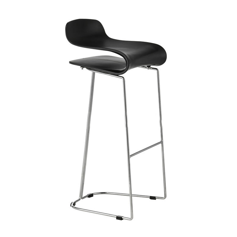 Contemporary Scandinavian ABS Steel Geometric Curved Bar Stool Backrest Footrest For Kitchen