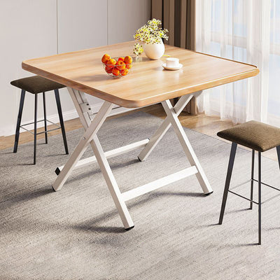 Modern Simple Square Density Plate Steel Pipe Dining Table For 4 Seats