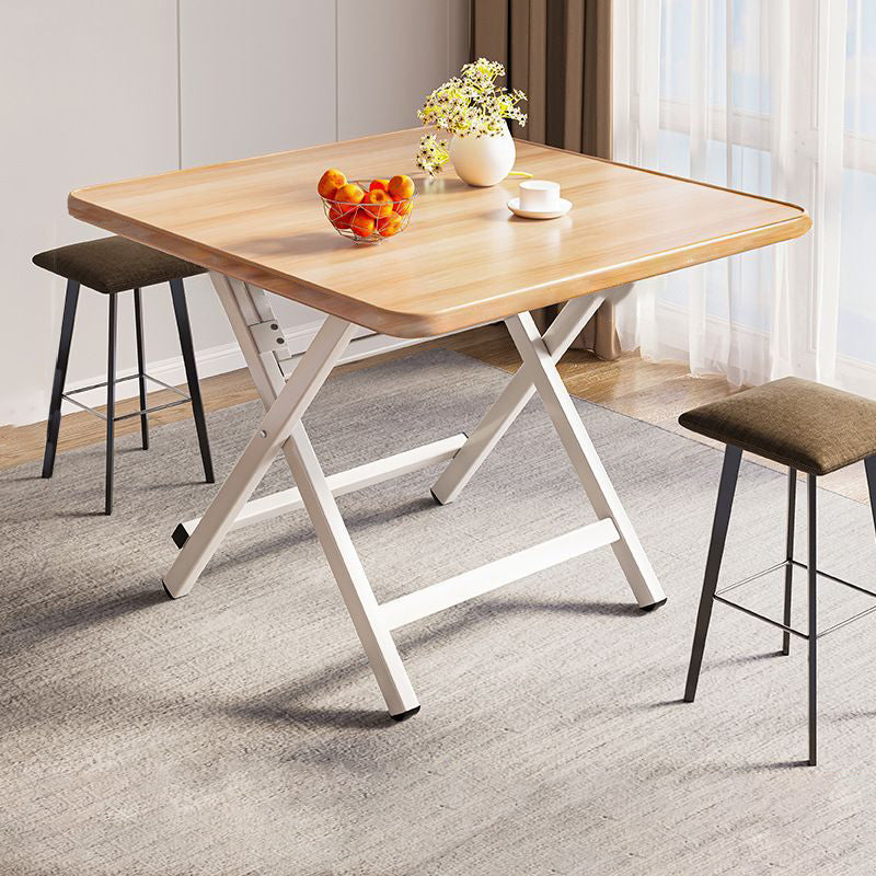 Modern Simple Square Density Plate Steel Pipe Dining Table For 4 Seats