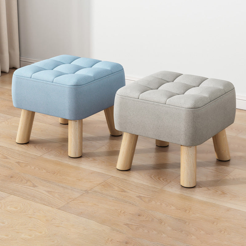 Modern Minimalist Square Fabric Solid Wood Low Stool For Living Room