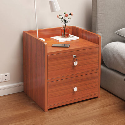 Modern Minimalist Rectangular Desktop Density Board Nightstand 1/2/3-Drawer For Bedroom