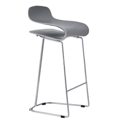 Contemporary Scandinavian ABS Steel Geometric Curved Bar Stool Backrest Footrest For Kitchen