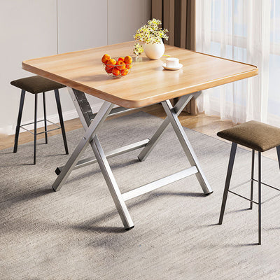 Modern Simple Square Density Plate Steel Pipe Dining Table For 4 Seats