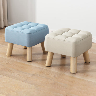 Modern Minimalist Square Fabric Solid Wood Low Stool For Living Room