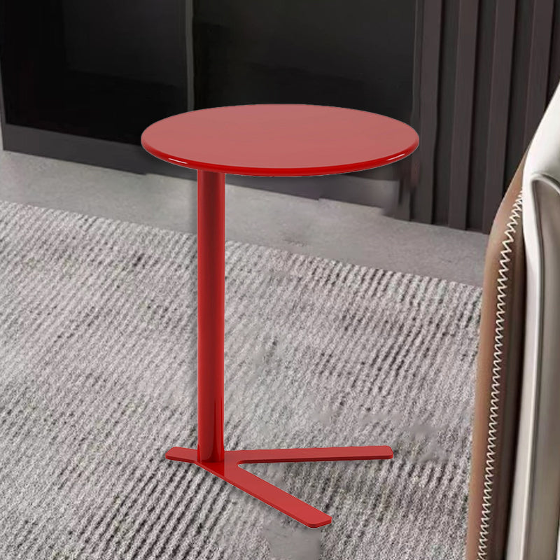 Contemporary Scandinavian Round V Base Iron End Table For Living Room