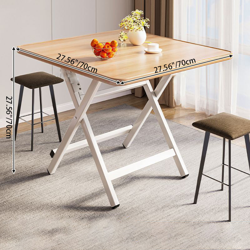 Modern Simple Square Density Plate Steel Pipe Dining Table For 4 Seats