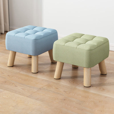 Modern Minimalist Square Fabric Solid Wood Low Stool For Living Room