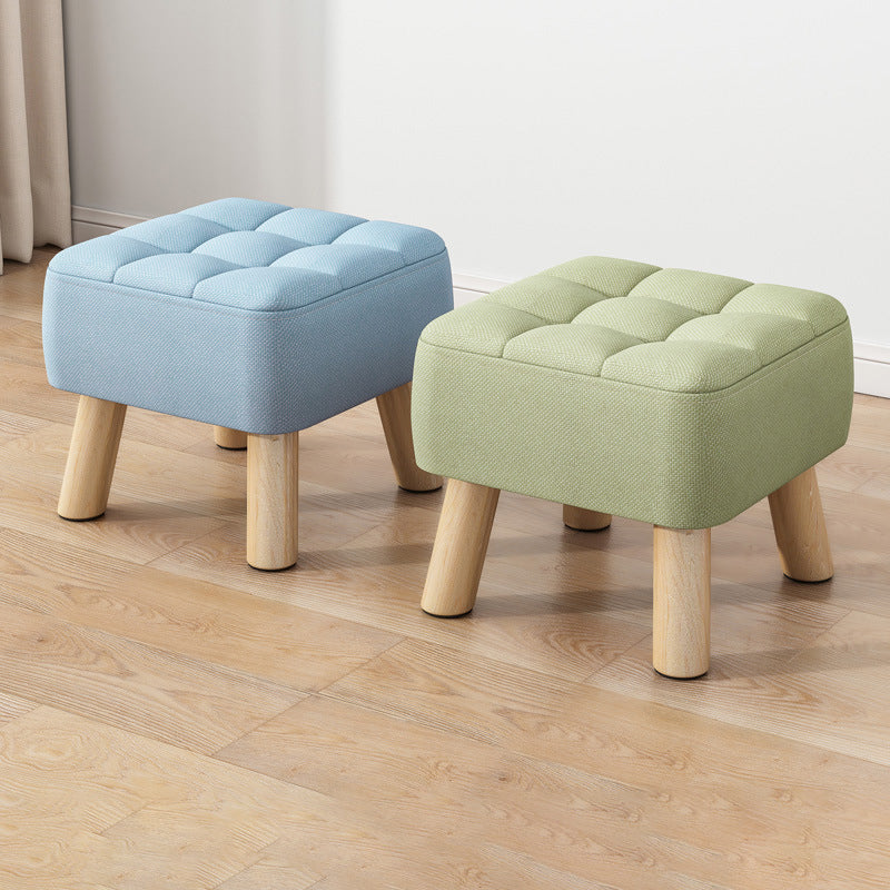 Modern Minimalist Square Fabric Solid Wood Low Stool For Living Room