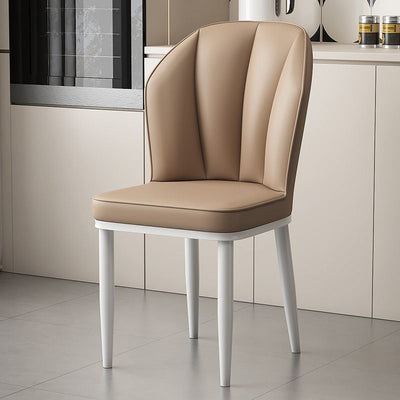 Modern Luxury PU Leather Padded Dining Chair Wing Backrest Armless For Dining Room