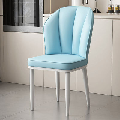 Modern Luxury PU Leather Padded Dining Chair Wing Backrest Armless For Dining Room