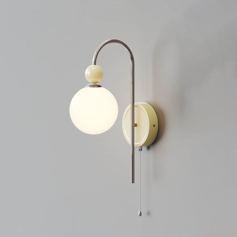 Modern Minimalist Cream Style Wrought Iron Ball 1-Light Wall Sconce Lamp