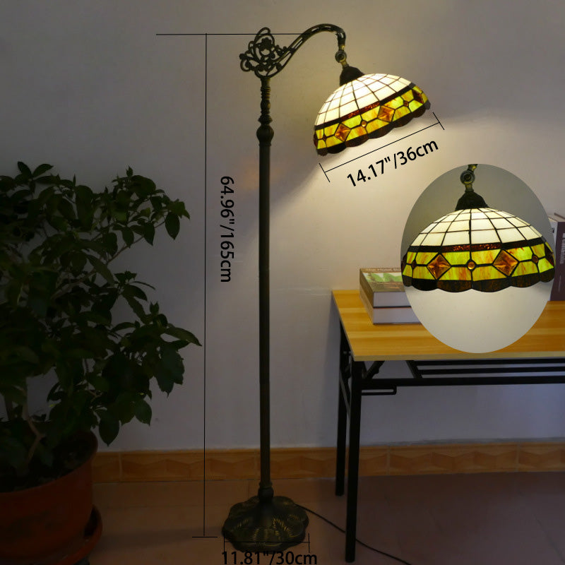 Traditional Tiffany Stained Glass Petal Shade 1-Light Standing Floor Lamp For Home Office