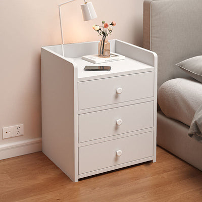 Modern Minimalist Rectangular Desktop Density Board Nightstand 1/2/3-Drawer For Bedroom