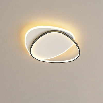 Modern Minimalist Triangle Oval Acrylic Iron LED Flush Mount Ceiling Light For Living Room