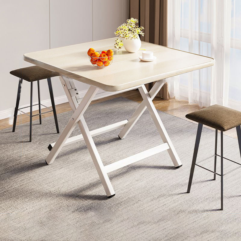 Modern Simple Square Density Plate Steel Pipe Dining Table For 4 Seats