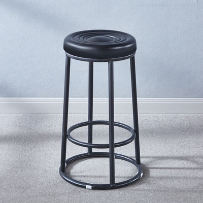 Tabouret de bar rond en cuir, acier au carbone, coton, métal avec repose-pieds pour cuisine 