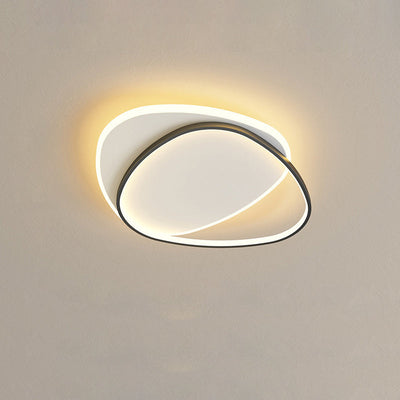 Modern Minimalist Triangle Oval Acrylic Iron LED Flush Mount Ceiling Light For Living Room