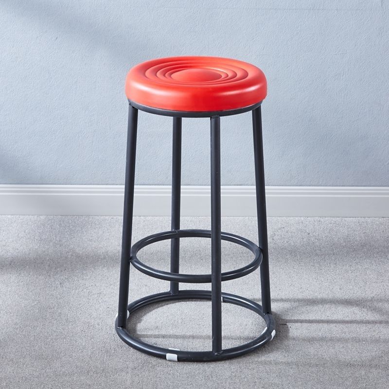 Modern Simplicity Leather Carbon Steel Cotton Metal Round Bar Stool Footrest For Kitchen