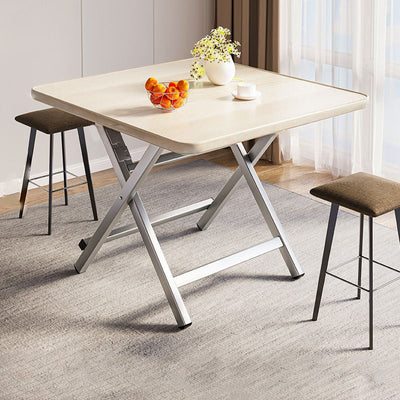 Modern Simple Square Density Plate Steel Pipe Dining Table For 4 Seats