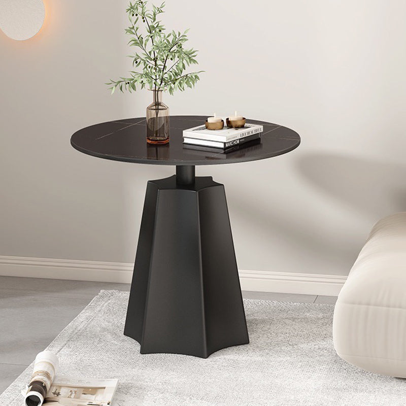 Modern Simplicity Round Hexagon Slate Carbon Steel End Table 1-Tray For Living Room