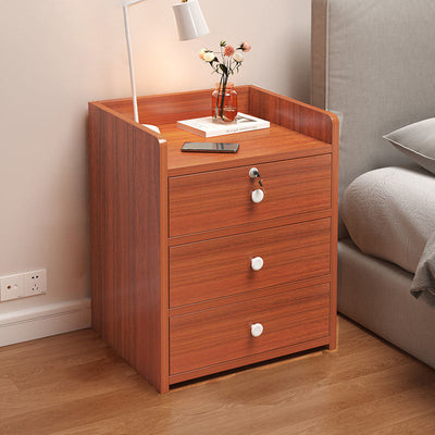 Modern Minimalist Rectangular Desktop Density Board Nightstand 1/2/3-Drawer For Bedroom