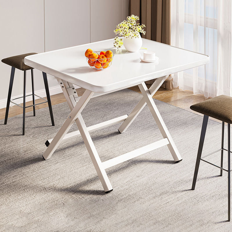 Modern Simple Square Density Plate Steel Pipe Dining Table For 4 Seats