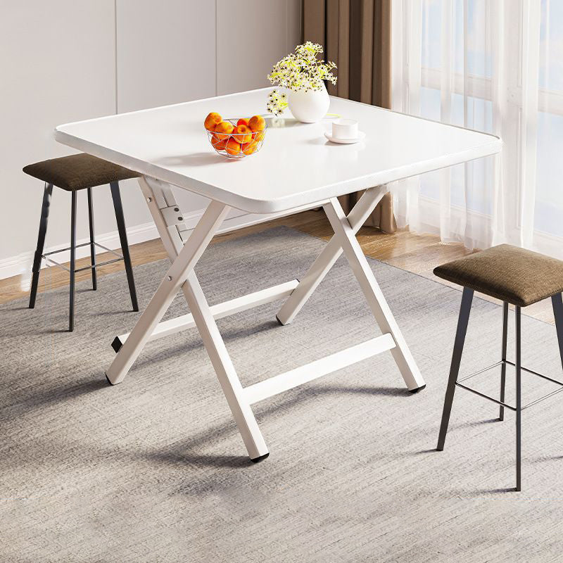 Modern Simple Square Density Plate Steel Pipe Dining Table For 4 Seats