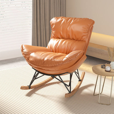 Contemporary Simplicity Fabric Upholstered Rocking Chair Footrest For Living Room