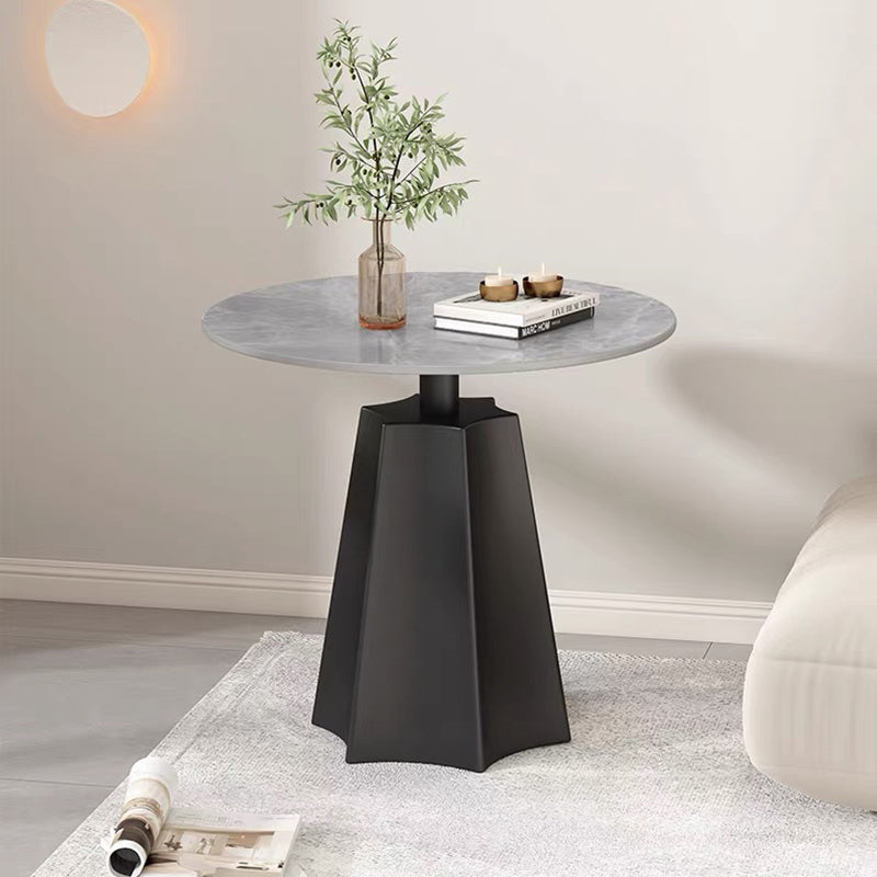 Modern Simplicity Round Hexagon Slate Carbon Steel End Table 1-Tray For Living Room