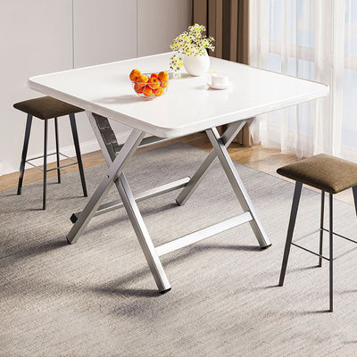 Modern Simple Square Density Plate Steel Pipe Dining Table For 4 Seats