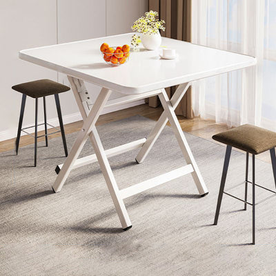 Modern Simple Square Density Plate Steel Pipe Dining Table For 4 Seats