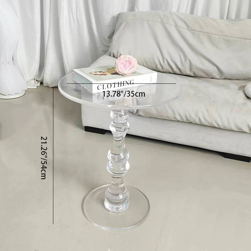 Modern Minimalist Round Tabletop Acrylic Coffee Table 1-Leg For Living Room