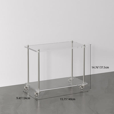 Contemporary Creative Rectangular Acrylic Steel Side Table 2/3-Tier For Living Room