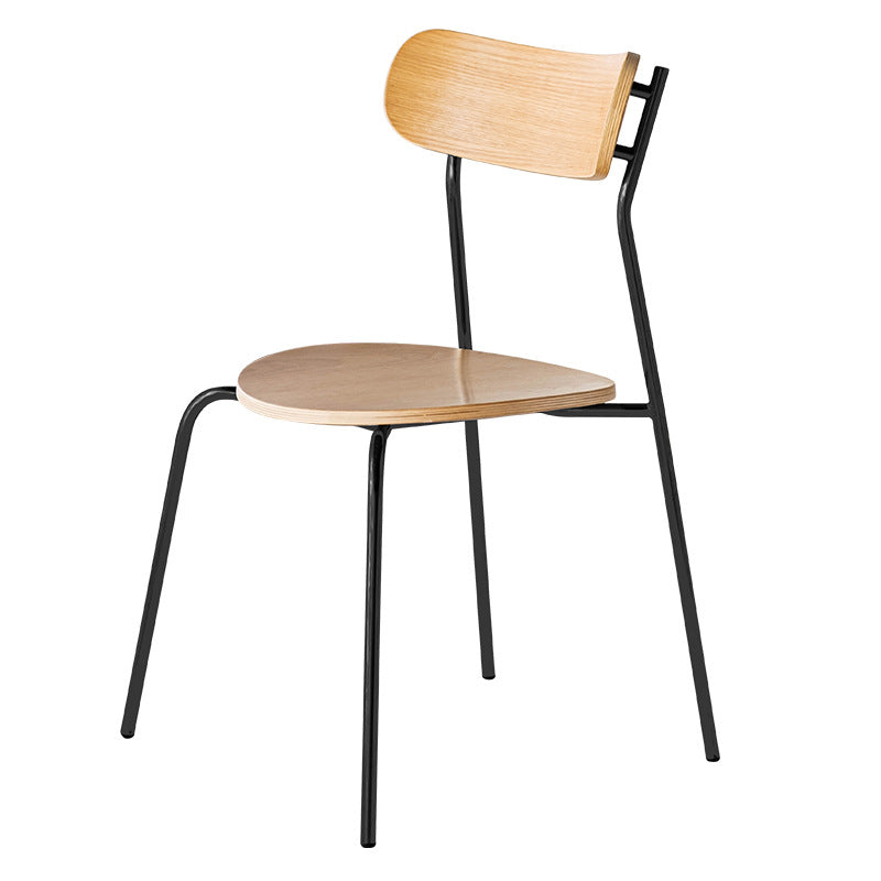 Modern Minimalist Curved Round Solid Wood Iron Plastic Dining Chair Backrest Armless For Dining Room