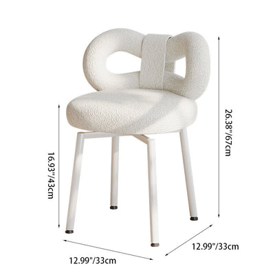 Contemporary Creative Round Upholstered Bow Lambswool Iron Vanity Stool Backrest For Bedroom