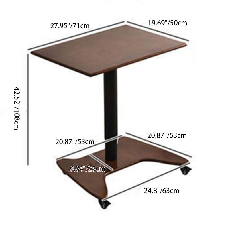 Modern Simplicity Rectangular Rubber Wood Aluminium Alloy End Table Movable Liftable For Living Room