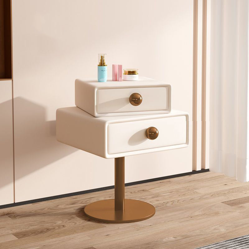 Contemporary Creative Orb Square Rotatable Stackable Wood Steel Nightstand 2-Drawer For Bedroom