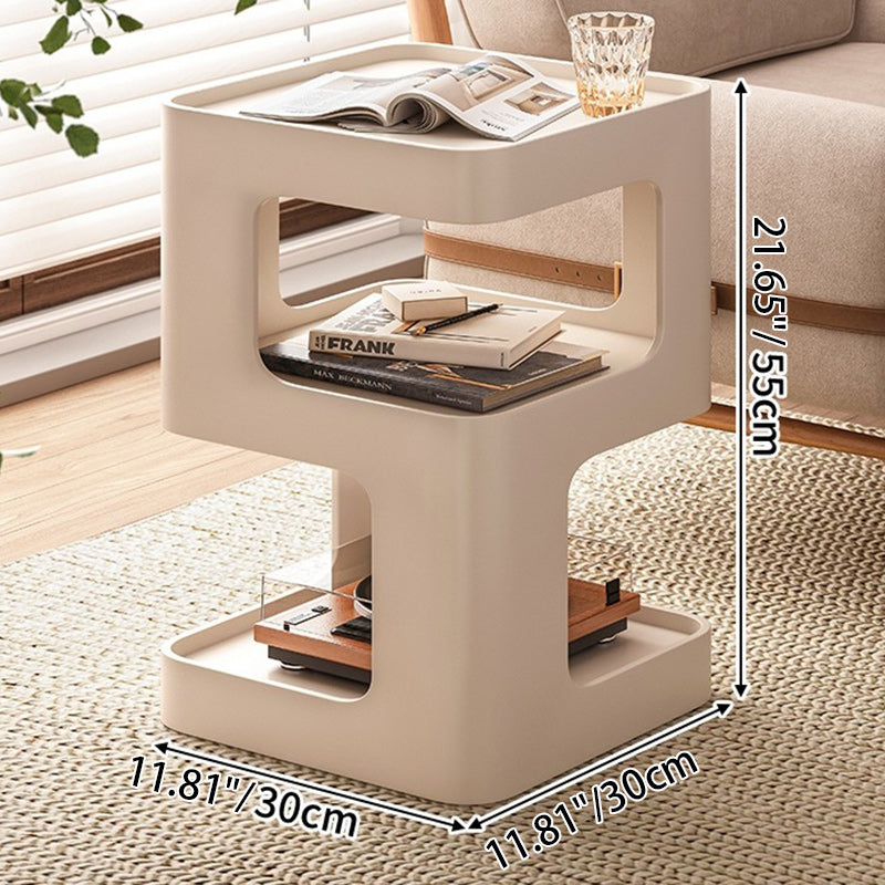 Modern Simplicity Square Iron End Table 3-Tier For Living Room