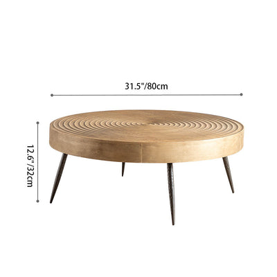 Traditional Japanese Round Tabletop Medium Density Fiberboard Metal Coffee Table 3/4-Leg For Living Room