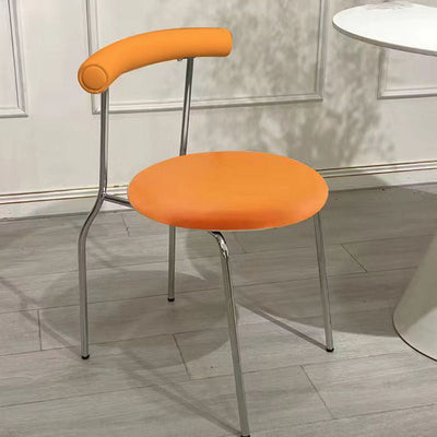 Contemporary Scandinavian Leather Metal Sponge Round Arc Dining Chair Backrest For Dining Room