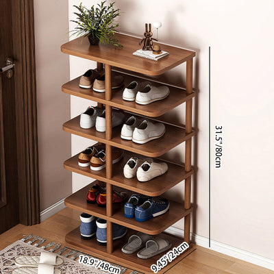 Modern Minimalist Rectangular Cylinder PVC Wood Shoe Storage 6/7 Tier For Entryways