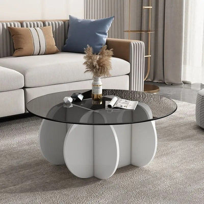 Modern Luxury Round Oval Cross Base Glass Plank Coffee Table For Living Room