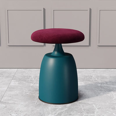 Modern Minimalist Round Cylinder Fabric Metal Vanity Stool For Bedroom